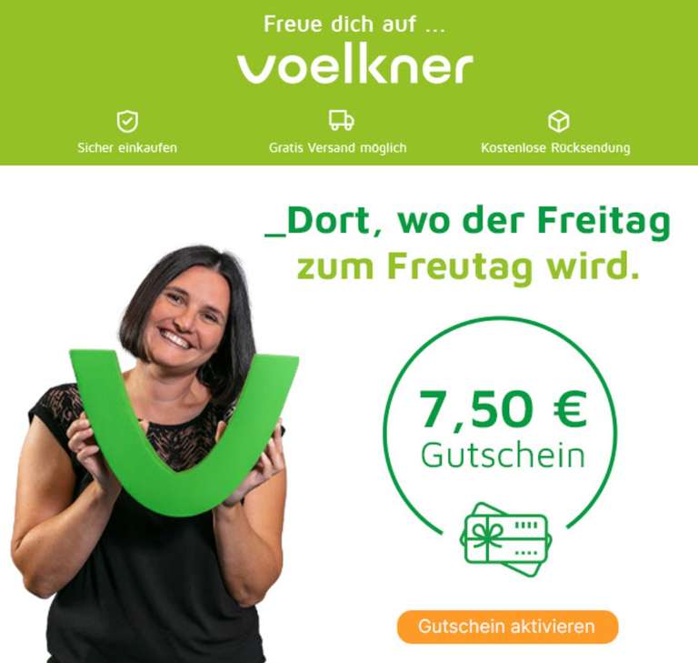 Voelkner 7,5€ Gutschein über Mail ab 59€ Bestellwert (max. 13% Rabatt)