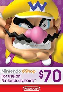 70$ Nintendo Switch Guthaben (USA) mit Code (inkl. Paypal Zahlung) für 54,29€