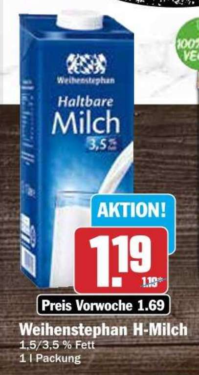[HIT] 3x Weihenstephan Haltbare Milch 3,5%/1,5% für 0,86 € pro 1l-Packung (Angebot + Coupon)