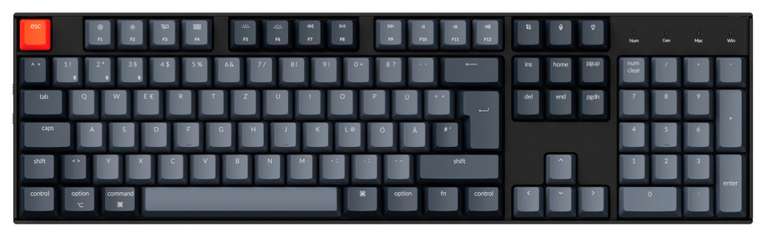 Keychron K10 mechanische Tastatur | Full Size Format | weiße LEDs | USB-C, Bluetooth | Gateron G Pro Red, Brown oder Blue Switches