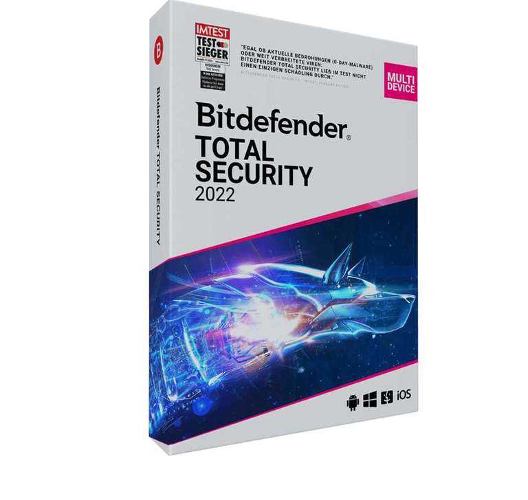 Gratis Bitdefender Total Security 2022 (PC, Mac, Android, iOS) bis zu 5 Geräte für 6 Monate