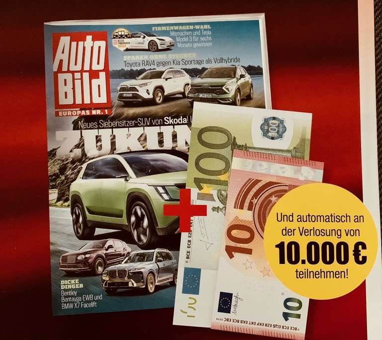 Auto Bild Jahresabo (wöchentlich erscheinend) für 156 € mit 110 € Barprämie