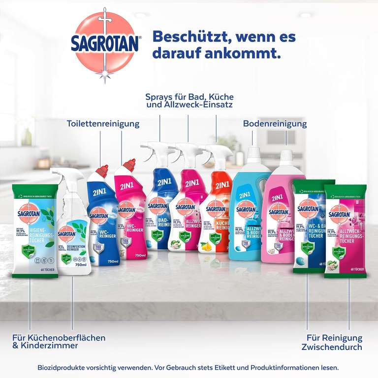 Sagrotan WC-Reiniger Blütenfrische – 2in1 Reinigungsmittel mit Antischmutzfilm für langanhaltende WC-Frische – 1 x 750 ml (Prime Spar-Abo)