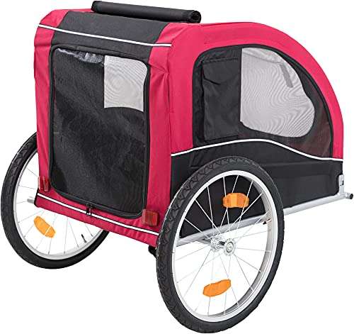 Trixie 12814 Fahrrad-Anhänger, M: 63 × 68 × 75/137 cm, schwarz/rot, Inklusive Anhängerkupplung