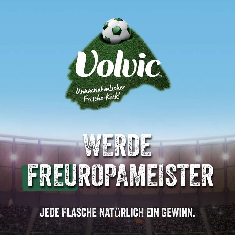 Volvic FREUropameister - Jedes Produkt gewinnt, u. a. 50x e-Bike und 10x VW ID. Buzz