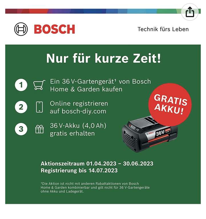 Bosch ALB 36 Li Laubbläser mit 36V Akku und Ladegerät + gratis Akku Aktion
