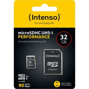 32GB Intenso Micro SD Card UHS-I mit SDHC Adapter 32 GB Ultra High Speed 90MB/s