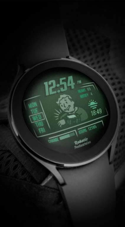 Pip-Boy Watch Face Digital + 5 weitere Watchfaces von Messa Watch aktuell kostenlos (WearOS Watchface)(Google Play Store)