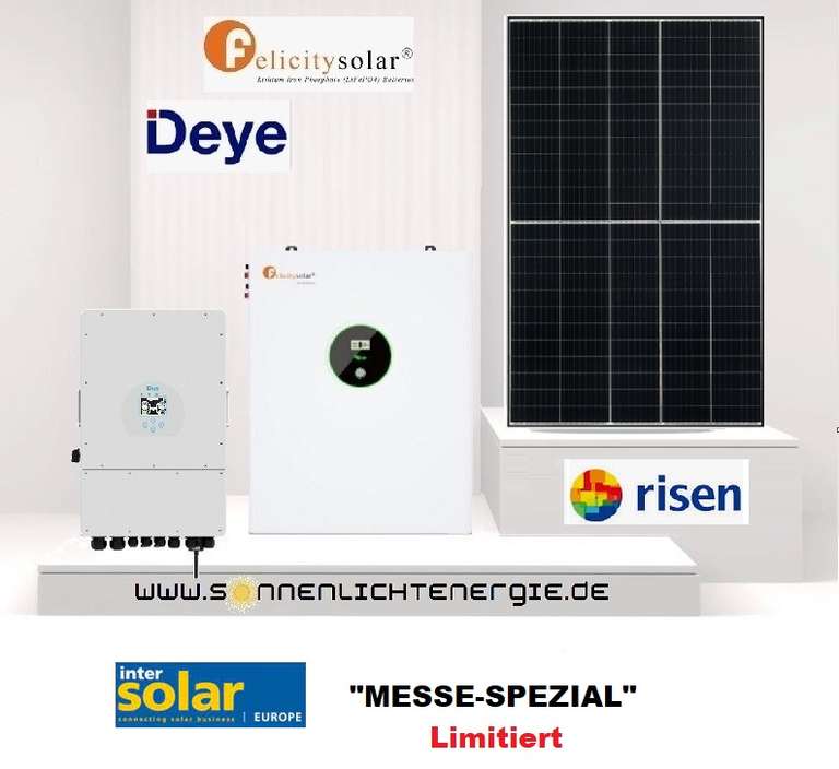 12KW Photovoltaik Anlage mit Deye 12KW + 10KW Speicher + RISEN für 10799 EUR