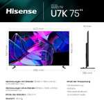 [Vorbestellung] Hisense 75U7KQ Fernseher (75", UHD, ADS, Quantum Dots, Mini-LED 512 Zonen, 144Hz, 900nits, 2x HDMI 2.1 & 2x 2.0, Vidaa U)