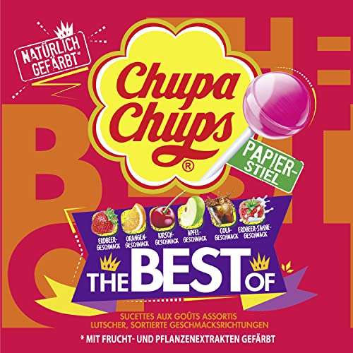 [amazon prime] Spar Abo: Chupa Chups Best of Lutscher-Dose, enthält 50 Lollis in 6 Geschmacksrichtungen in Aufbewahrungs-Dose, 50 x 12g