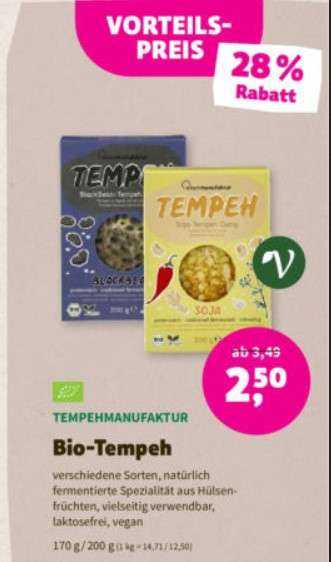 [Lokal] Bio-Tempeh Tempehmanfaktur für 2,50€ verschiedene Sorten @Denns Biomarkt
