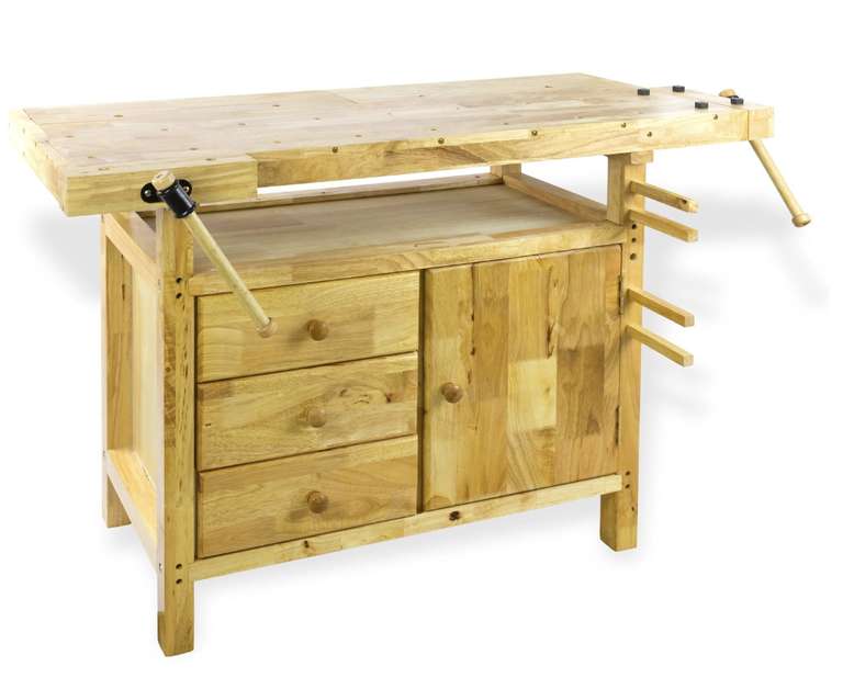 DEMA Holz Hobelbank / Werkbank Narvik 125x50x85 cm für Garage / Werkstatt
