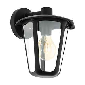 EGLO Außen-Wandlampe Monreale, 1 flammige Außenleuchte, Wandleuchte aus Aluguss und Kunststoff, Farbe: Schwarz, Fassung: E27, IP44