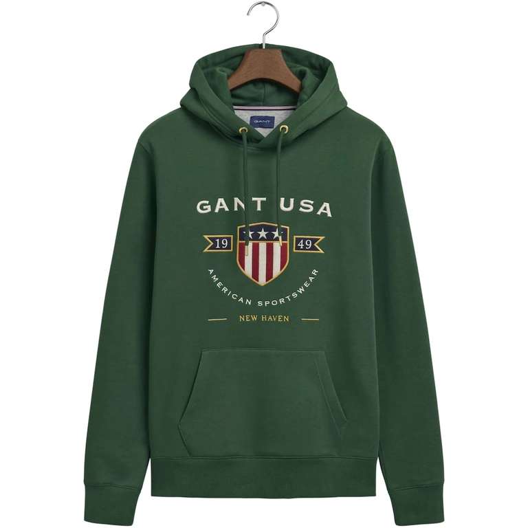 Gant Kapuzensweatshirt »D1. BANNER SHIELD HOODIE, grey & forest-green Gr. S, M, L, XXL