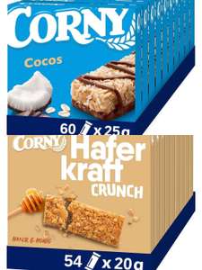Sammeldeal Müsliriegel Corny Classic Cocos, mit Cocos und Schokolade, 60x25g 11,22€/ Haferkraft Crunch, Hafer & Honig, 54x20g 10,69€ (Spar-A