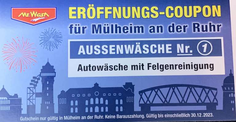 Mr. Wash Eröffnungs-Coupon ( Mülheim a. d. Ruhr)