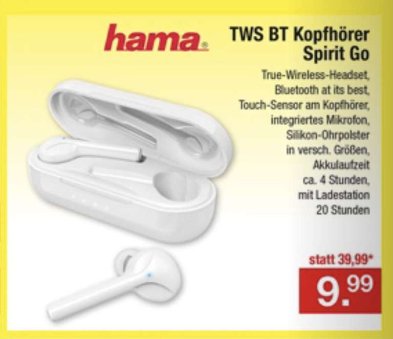HAMA Bluetooth-Kopfhörer “Spirit Go“ TWS [Zimmermann]
