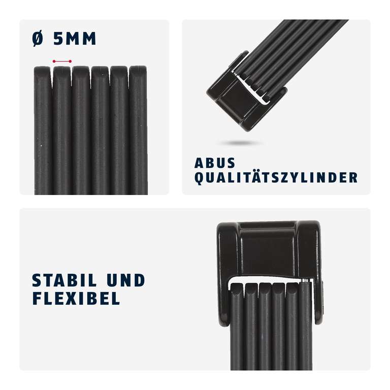 ABUS Faltschloss Bordo 5900/90 ST inkl. Tasche  gehrteter Stahl, 90 cm  bei Amazon