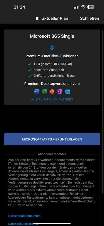 [Microsoft 365 Single/Jahr] via Apple ID Türkei ohne VPN inkl. Word, Excel, 1 TB OneDrive Speicher, Acces etc.