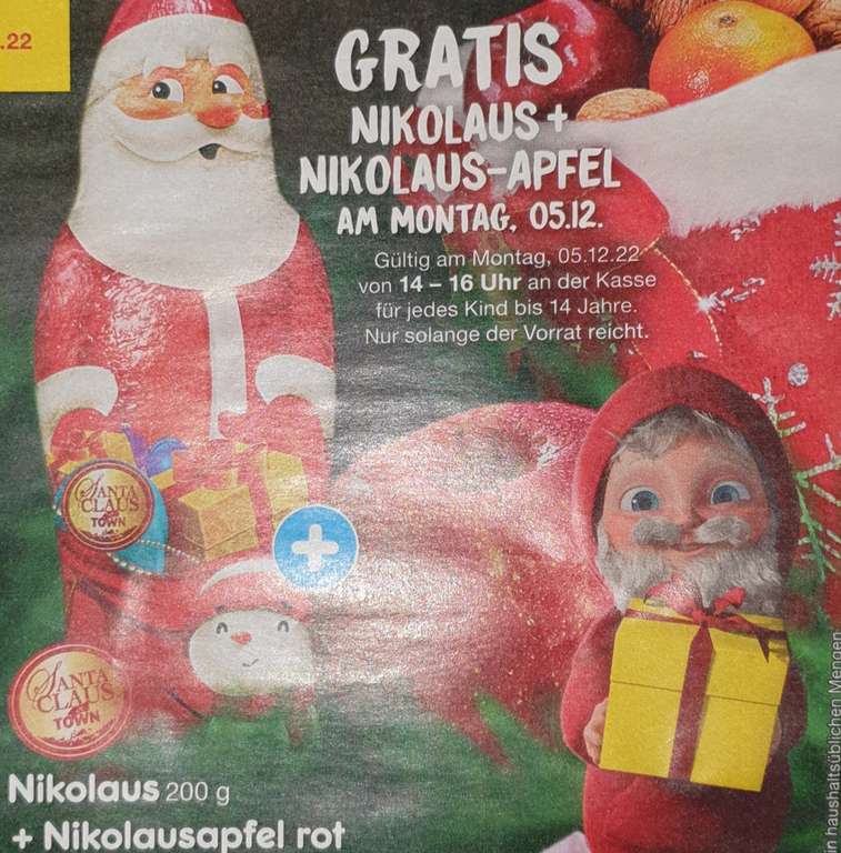 (Netto MD) GRATIS Nikolaus Schokolade 200g + Nikolaus-Apfel am 05.12. (Für jedes Kind bis 14 Jahre)