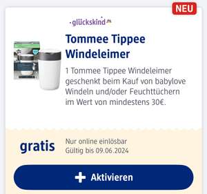 [DM/Glückskind] Personalisiert: Babylove Windeln/Feuchttücher kaufen, gratis Tommee Tippee Windeleimer erhalten MBW 30€