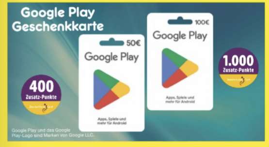 [Netto MD] Bis zu 1000 extra Deutschlandcard Punkte auf Google Play Geschenkkarten