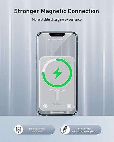 Baseus Magsafe Powerbank 6000mAh, Magnetische Externe Batterie für iPhone 14/13/12 Serie, Wireless Powerbank mit USB-C Schnellladefunktion