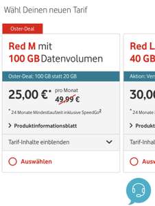 [Vodafone] Red M Osterdeal 80GB extra (FamilyandFriends)