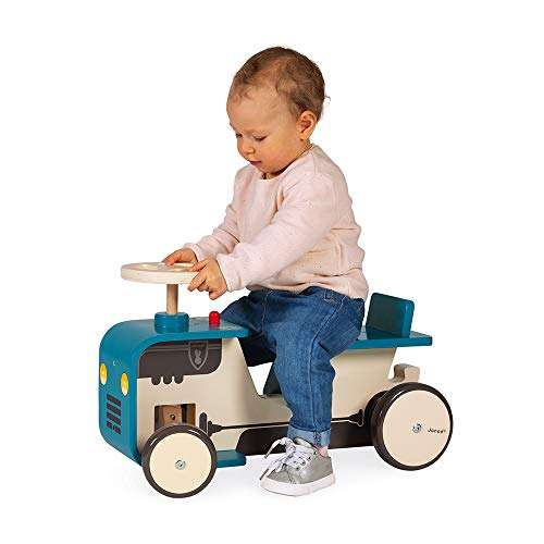 Janod - Traktor Rutscher aus Holz - Baby Rutschauto ab 12-18 Monate