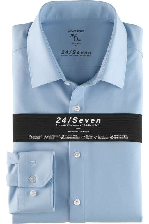 OLYMP No. Six Super Slim Jerseyhemd in Blau für 30,76€