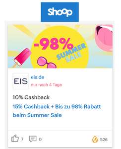 [EIS + Shoop] 15 % Cashback + Bis zu 98 % Rabatt beim Summer Sale, Versandkostenfrei ab 69,96 €, sonst 0,97 € bis 5,97 € Versandkosten
