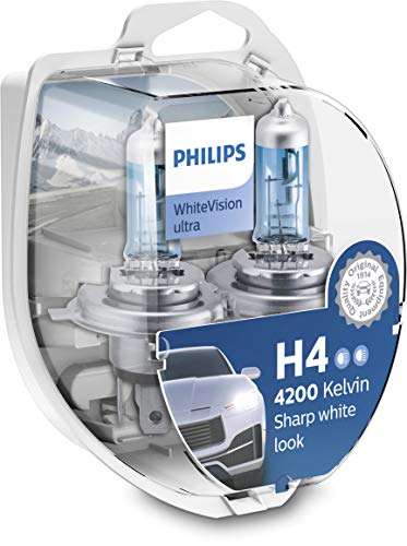 Philips WhiteVision ultra H4 Scheinwerferlampe, 4.200K, Doppelset (Prime)