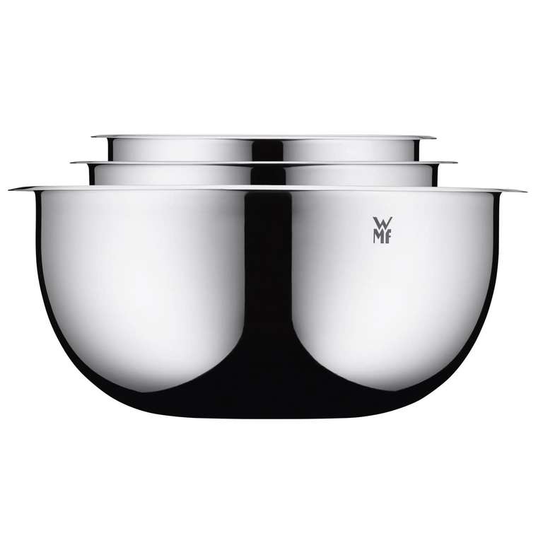 WMF Function Bowls Schüssel-Set, für die Küche 3-teilig Cromargan Edelstahl multifunktional als Rührschüssel Salatschüssel Servierschüssel