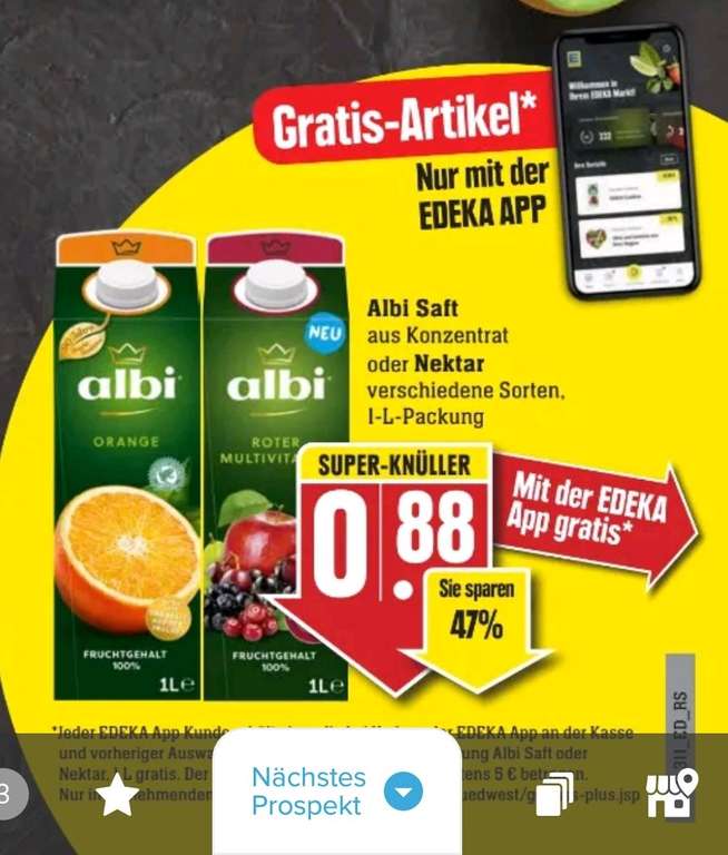 Edeka Südwest Albi Saft für 0.88€