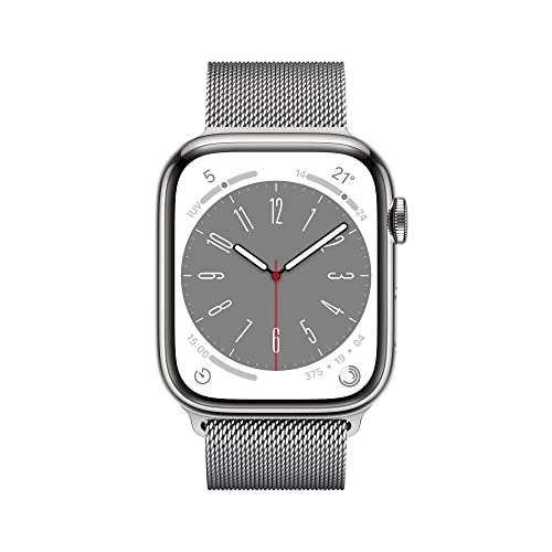 Apple Watch Series 8 45mm Edelstahl GPS + Cellular silber Milanaise Armband für 699,37€ inkl. Versandkosten