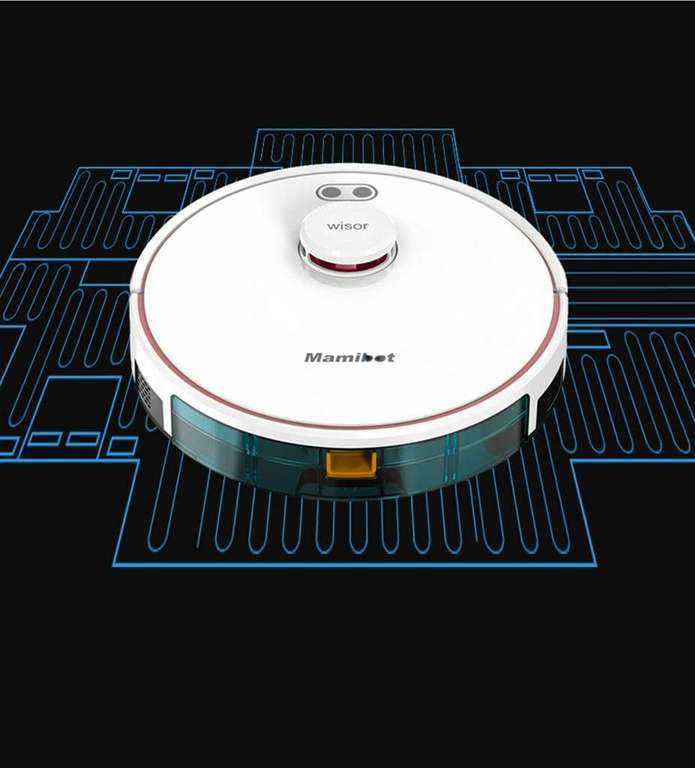 Mamibot EXVAC880 Wisor Saugroboter mit Wischfunktion (2880Pa, LDS-Kartografie, 600/370ml, ~110min Akku, App, Alexa & Google)
