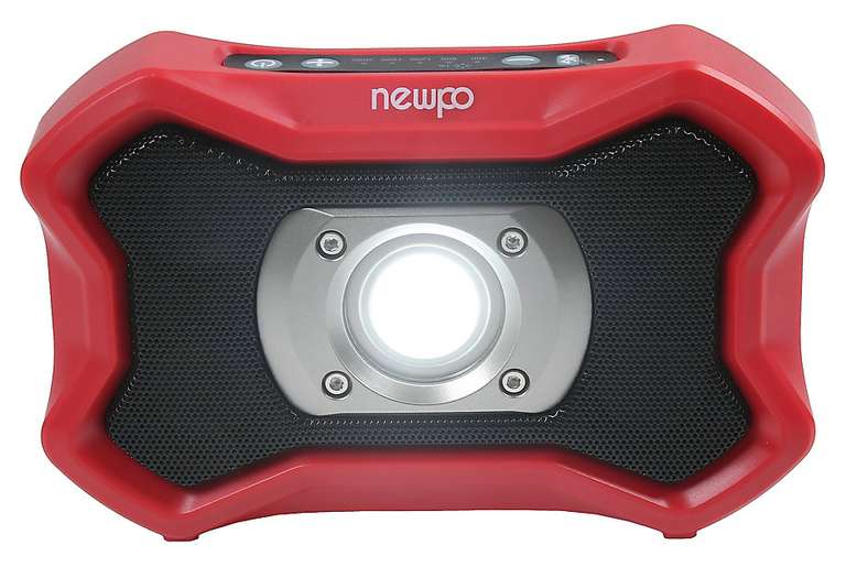 newpo Akku-COB-LED-Baustrahler | 20W | 400-2000 lm | Powerbank | integrierter Bluetooth-Lautsprecher
