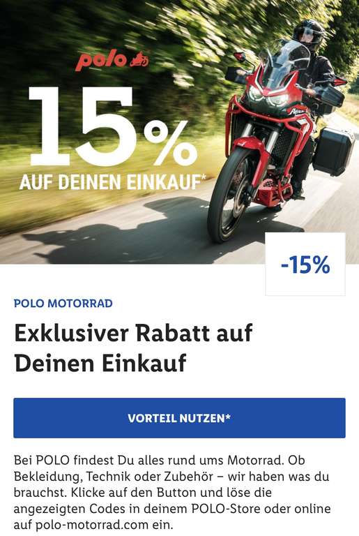 Lidl Plus - Polo Motorrad 15% Rabatt auf alles
