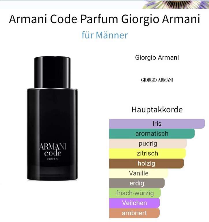 (Zentraldrogerie) Armani Code Parfum Refill 150ml (Herren)