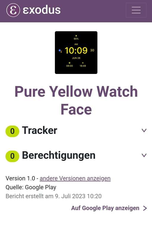 (Google Play Store) Pure Yellow Watch Face (WearOS Watchface, digital)