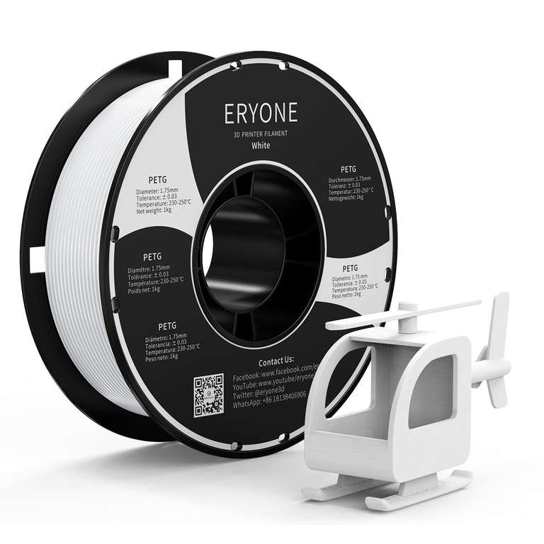 Eryone3D Filament bis 50% Rabatt PETG, PLA, ABS, TPU, PLA Silk