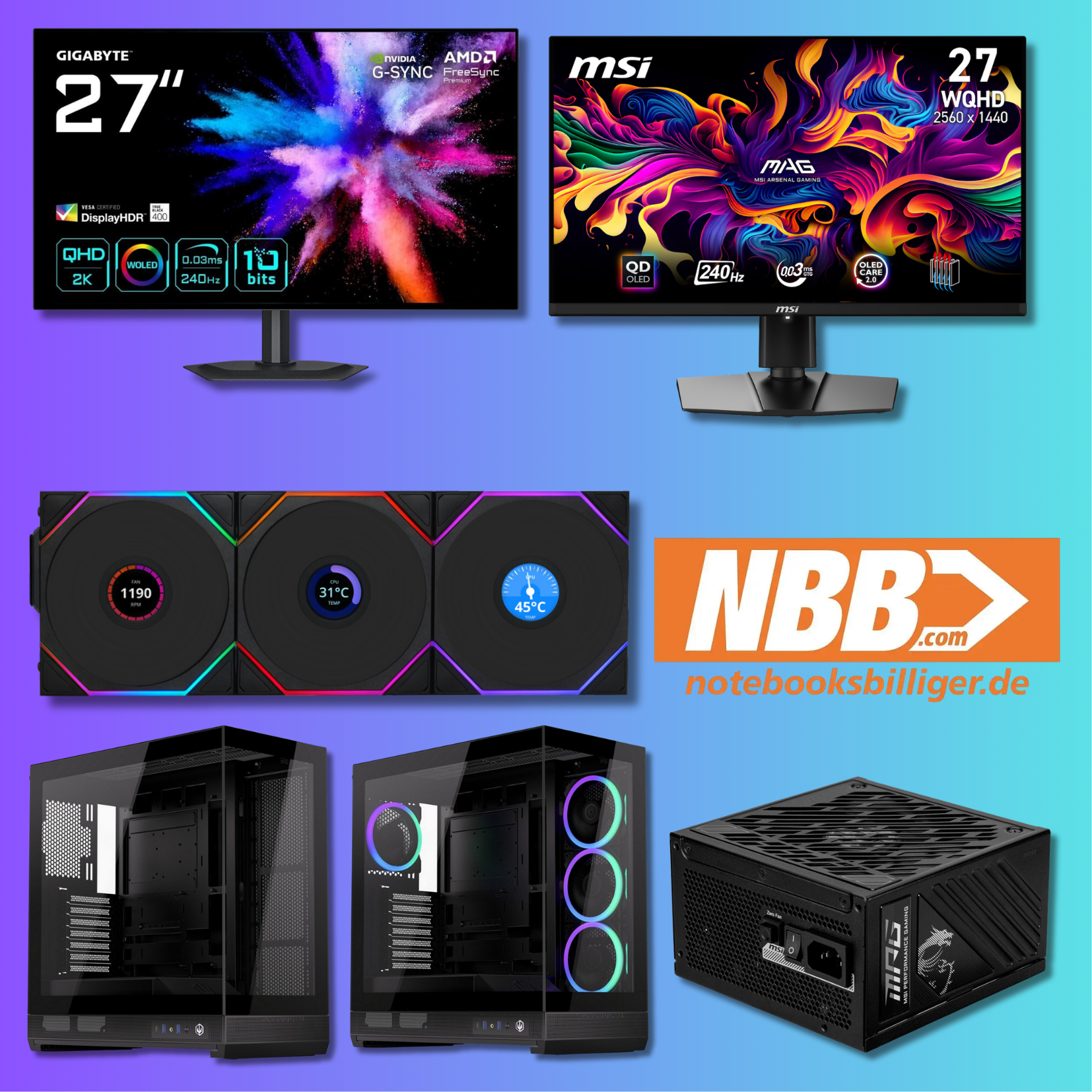 NBB "Work hard - Play hard"-Aktion | MSI MAG 271QPXDE QD-OLED E2 Gaming Monitor - 240Hz, 0,03ms GTG = 389€ | Endorfy, Lian und mehr
