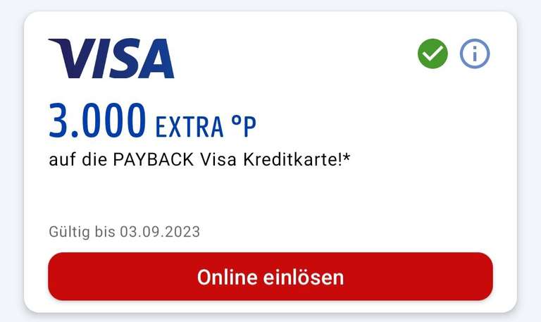 Visa 3.000 Extra Punkte auf die Payback Visa Kreditkarte in der Payback App bis zum 03.09 eventuell personalisiert