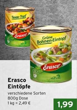 Erasco Eintöpfe verschiedene Sorten 800g Dose (1 kg = 2,49 €), ab 19.06. bei CAP-Märkten im Angebot