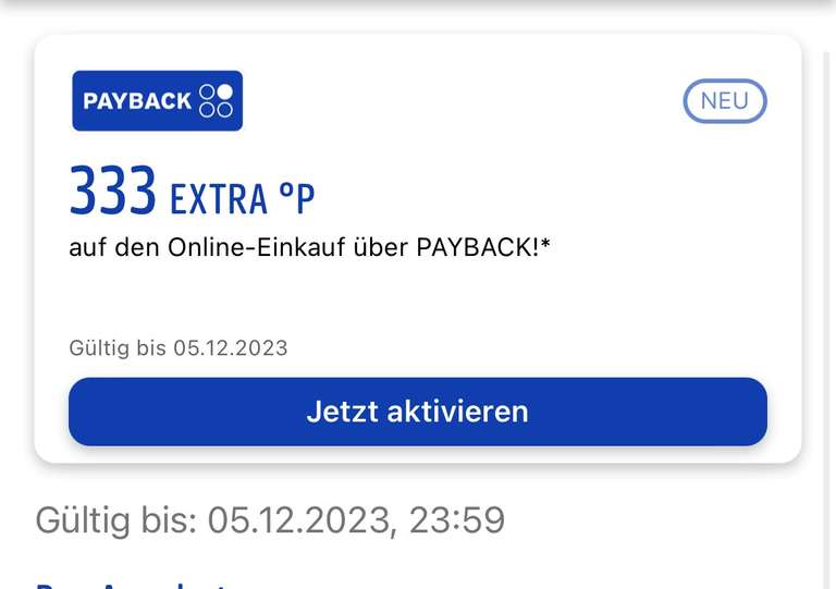 Payback 333 EXTRA Punkte für den Online Einkauf bei verschieden Händlern ( evtl. personalisiert)