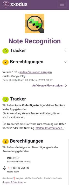 Notenerkennung [Android, Tools, Musik][Google Play Store]