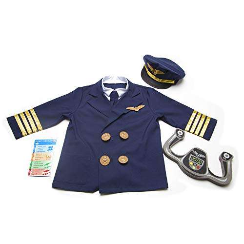 Melissa & Doug Kinder-Piloten-Kostüm Rollenspiel-Spielzeug | Verkleidung für Kinder und Kleinkinder | Pilotenkostüme für Kinder - PRIME