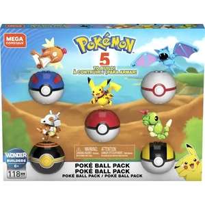Mattel Mega Pokémon Poké Ball Pack Tragosso, Zubat, Raupy, Karpador, Pikachu | Klemmbausteine 118 Teile | 20,29€ bei Abholung + Füllartikel