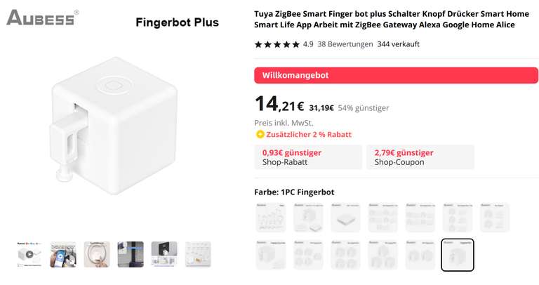 Tuya Fingerbot Plus [ ZigBee ] Finger Bot Switchbot Tasten Drücker Smart Home